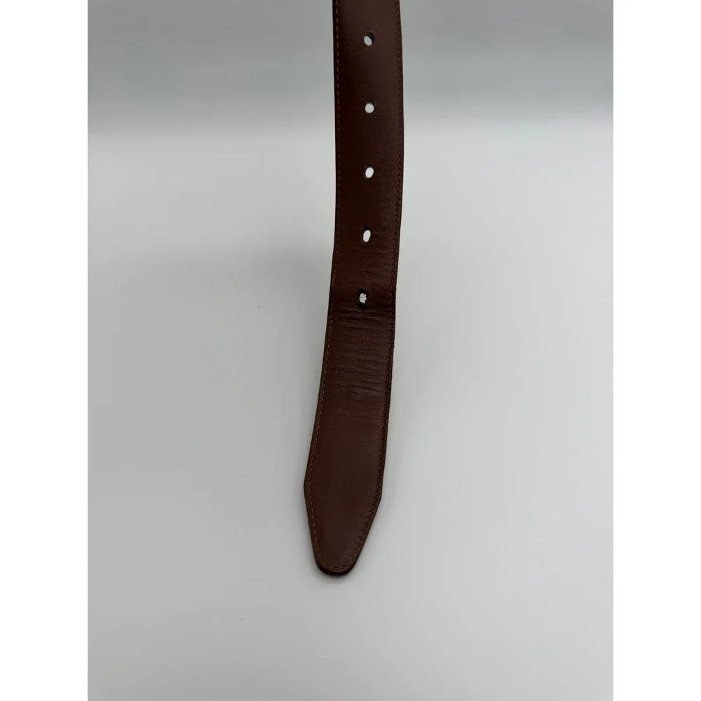 Allen Edmonds Mens Brown Leather Belt Silver Buckle Made in USA 32 96630